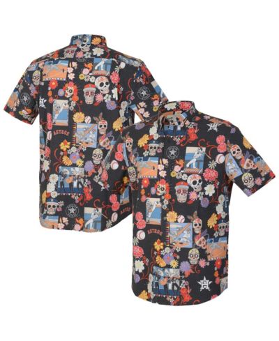 Reyn Spooner Men's Black Houston Astros Día De Los Muertos Performance Full-Button Aloha Shirt