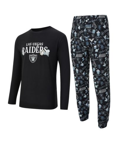 Мужской комплект Concepts Sport Black Las Vegas Raiders Chestnut Long Sleeve Top и брюки