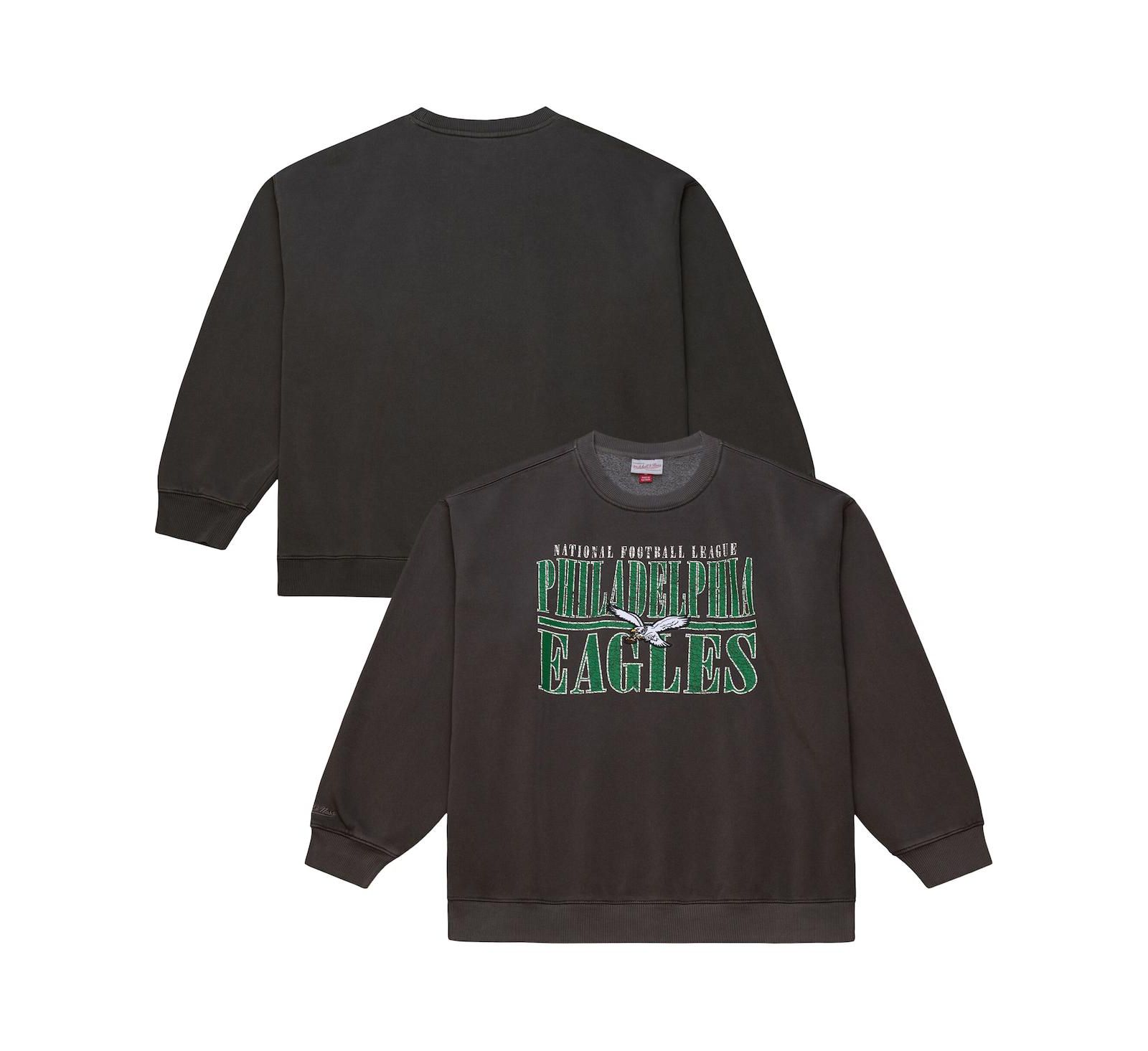 Свитшот Mitchell & Ness Men's Black Philadelphia Eagles Downtown Crew Vintage Logo