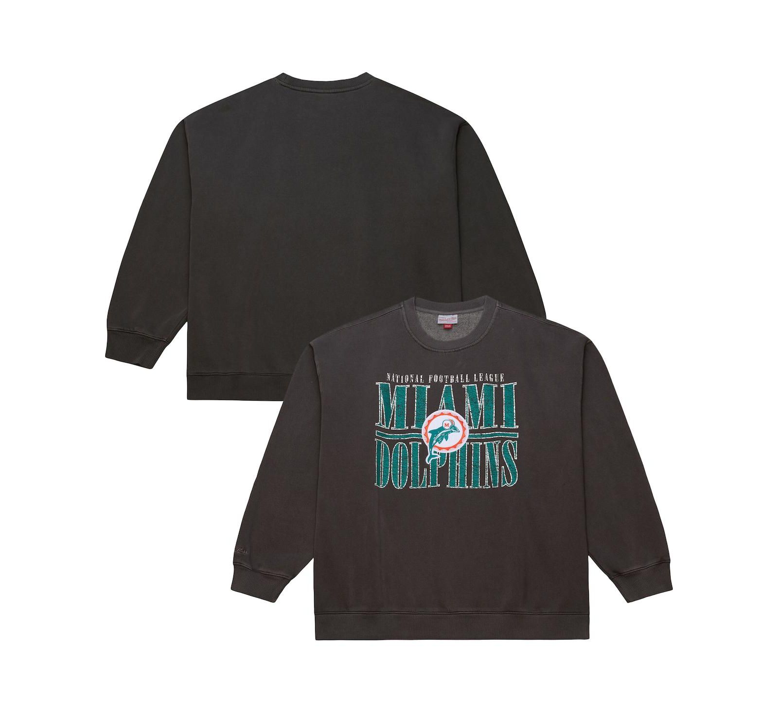Mitchell & Ness Мужской черный свитшот Miami Dolphins Downtown Crew с винтажным логотипом