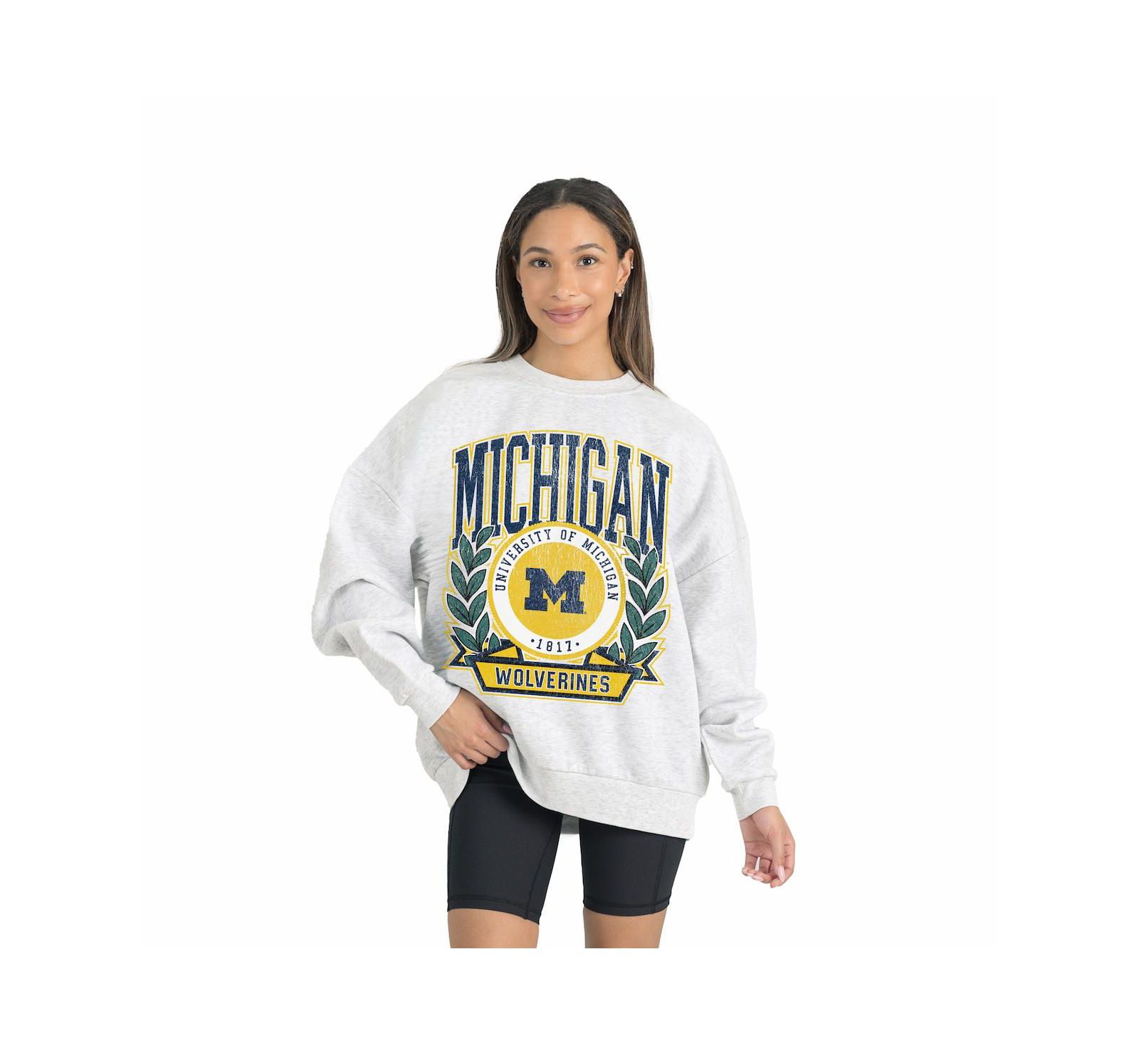 Женский свитшот Gameday Couture Gray Michigan Wolverines Premium Fleece Drop Shoulder Oversized Pullover