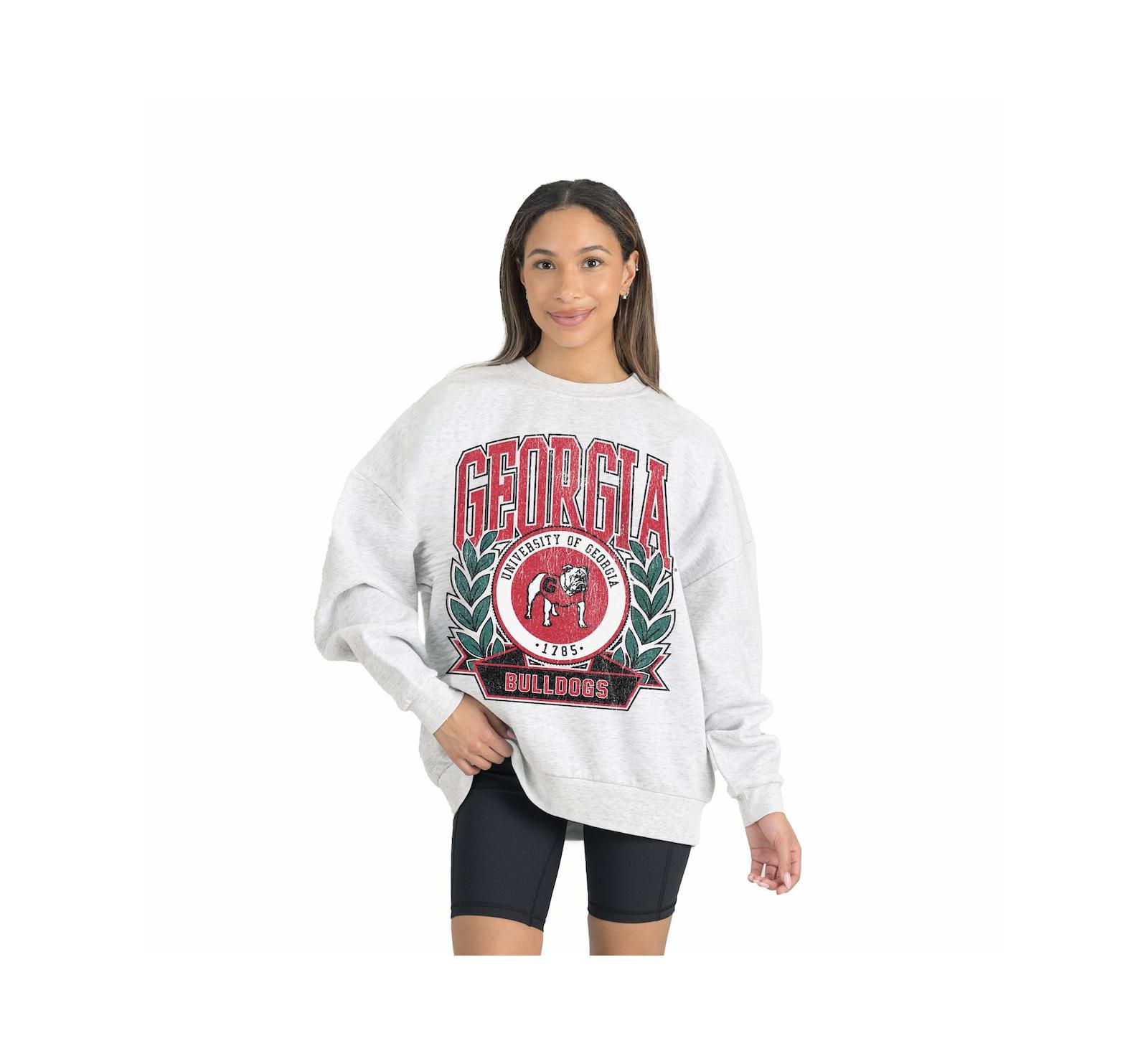 Женская толстовка Gameday Couture Gray Georgia Bulldogs Premium Fleece Drop Shoulder Oversized Pullover