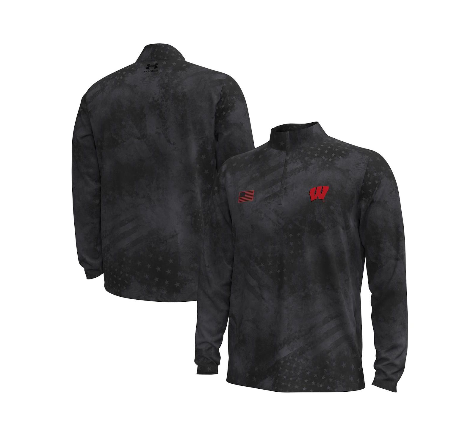 Under Armour Men's Black Wisconsin Badgers Freedom Collection ArmorFuse Half-Zip Sweatshirt