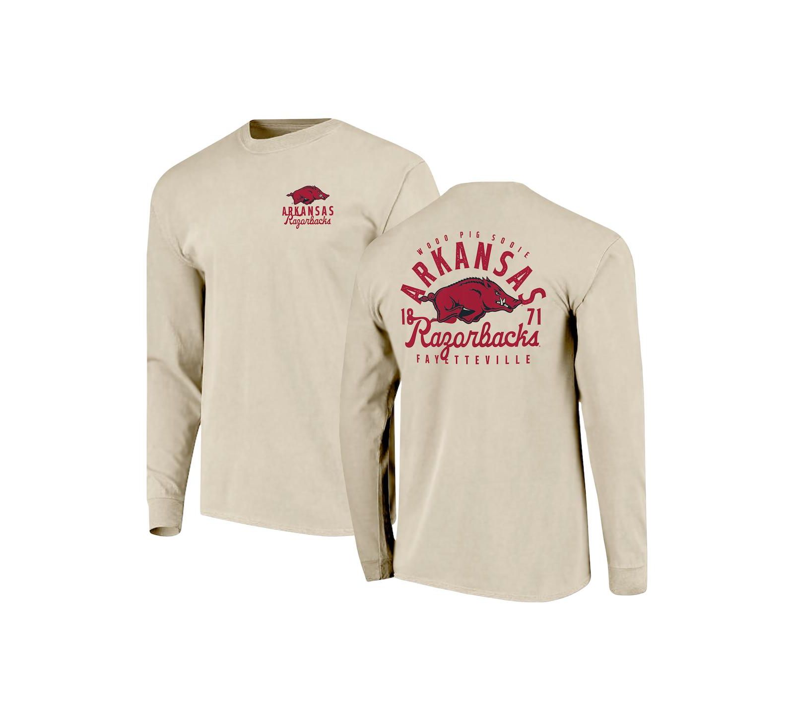 Мужская футболка Image One Natural Arkansas Razorbacks Comfort Colors Mascot Overlay Long Sleeve