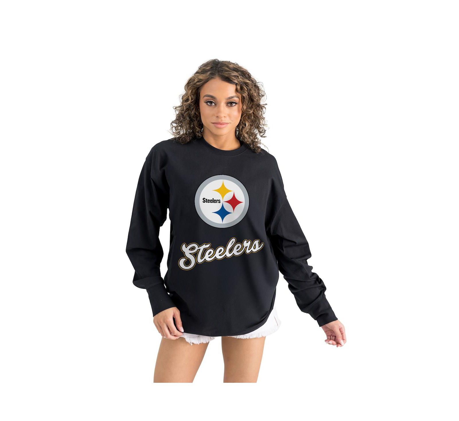 Gameday Couture Женская черная футболка оверсайз Pittsburgh Steelers с длинным рукавом