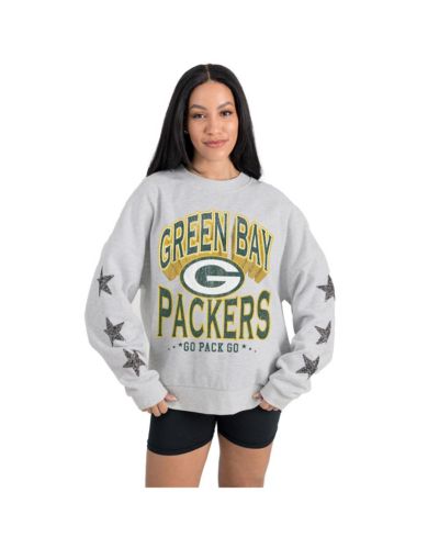 Женская флисовая толстовка Gameday Couture Ash Green Bay Packers Resilience, расслабленный пуловер с пайетками