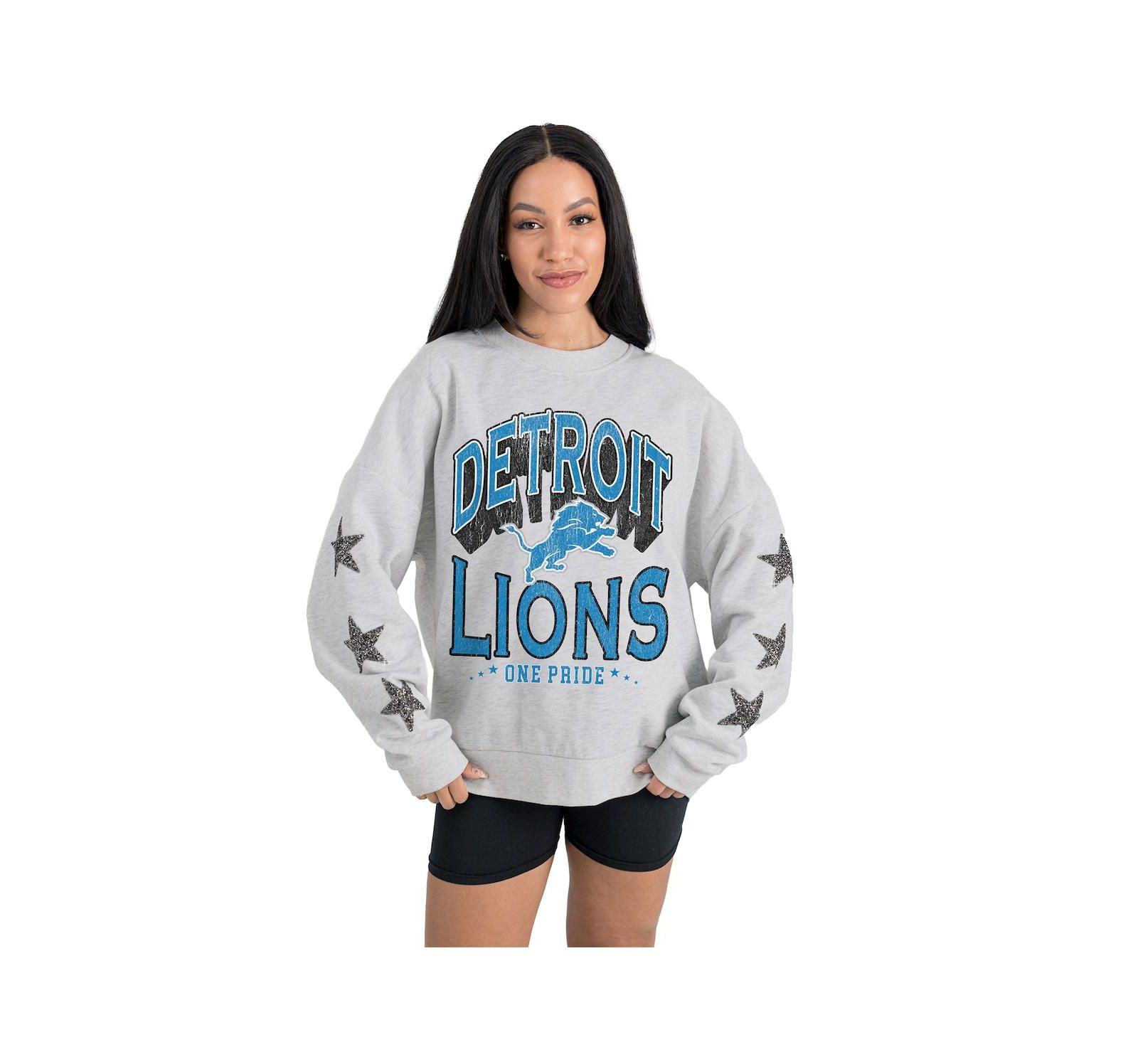 Женский свитшот Gameday Couture Ash Detroit Lions Resilience Relaxed Rhinestone Pullover