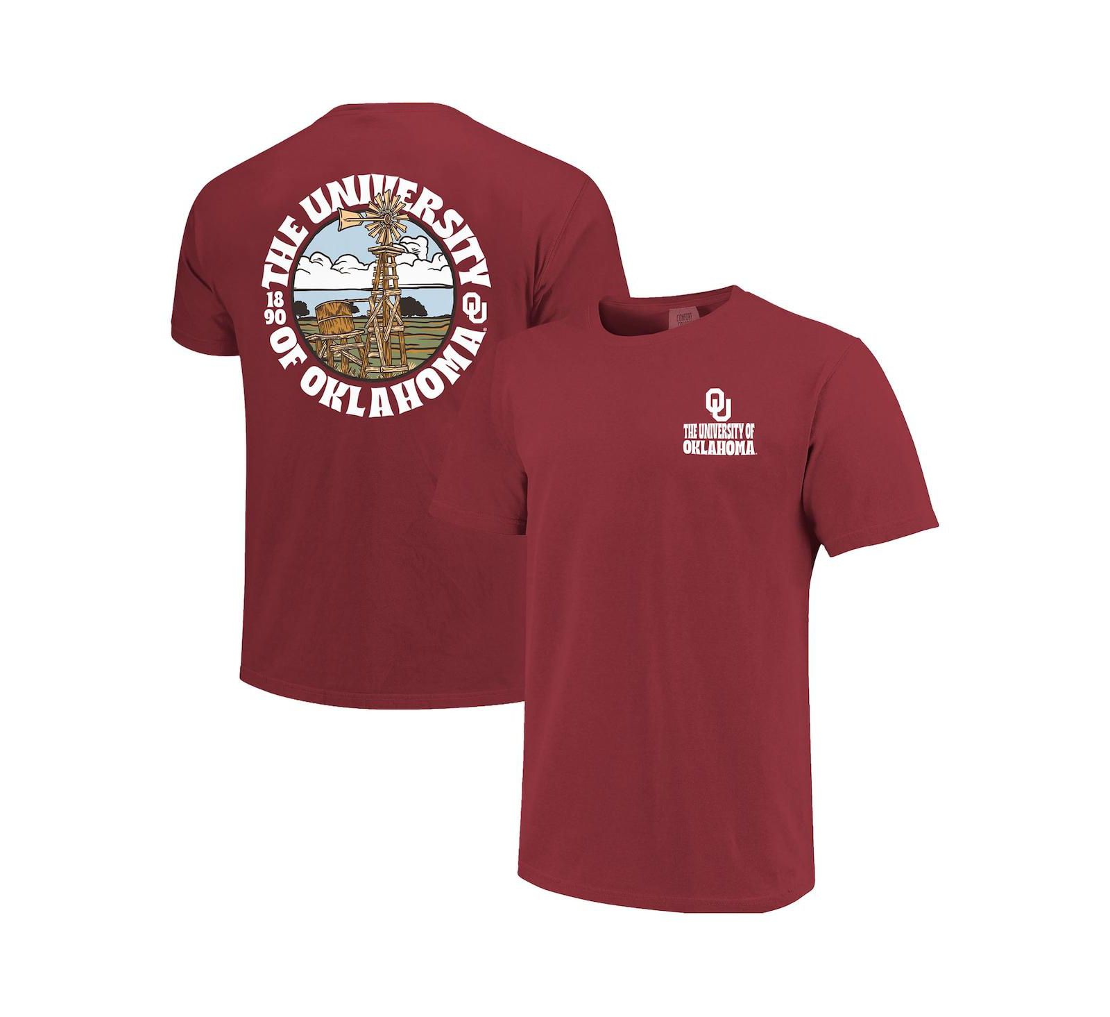 Image One Men's Crimson Oklahoma Sooners Comfort Colors Thick Lined Landscape T-Shirt