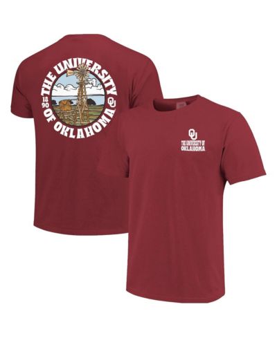 Image One Men's Crimson Oklahoma Sooners Comfort Colors Thick Lined Landscape T-Shirt