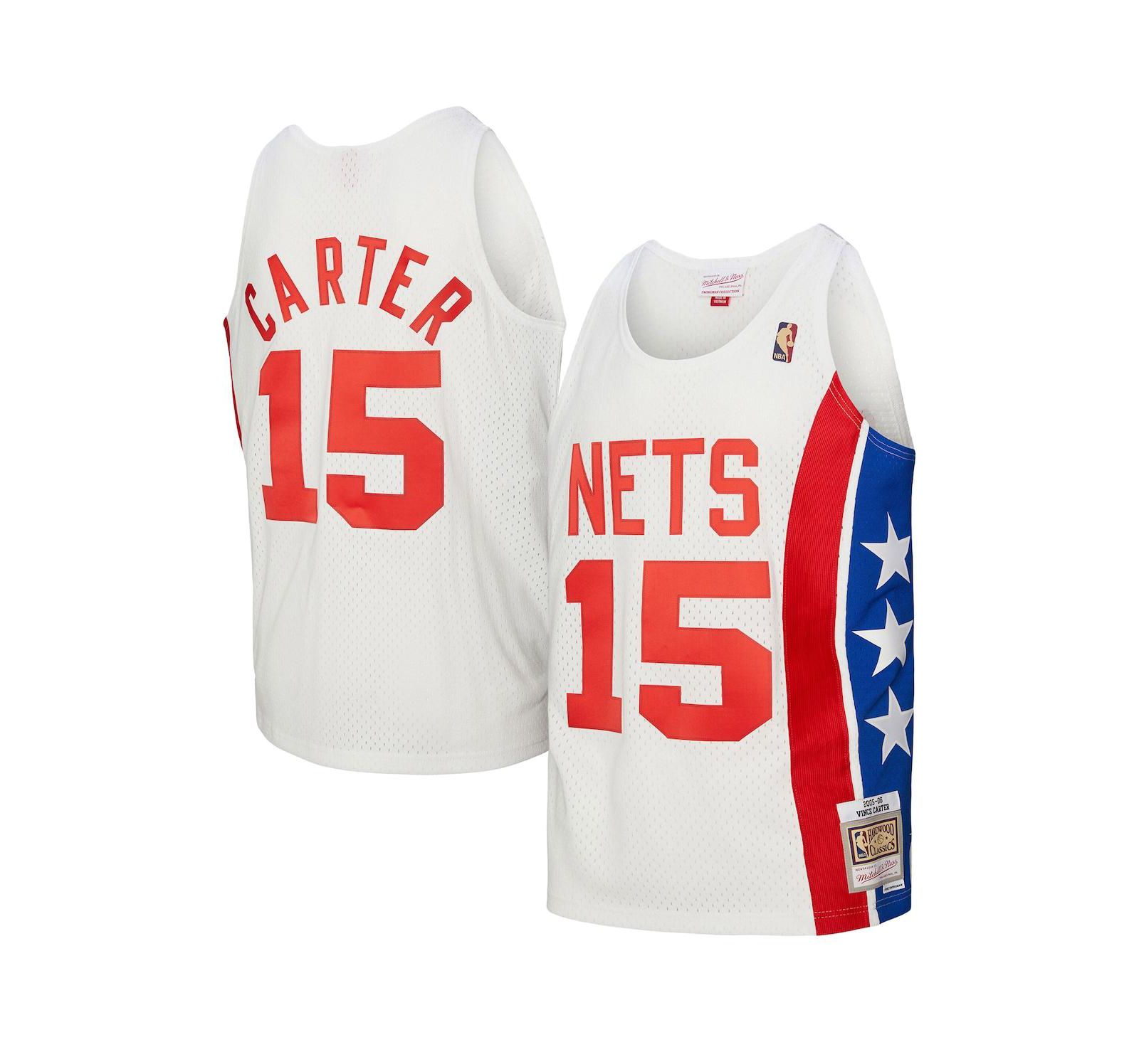 Mitchell & Ness Мужская джерси Vince Carter White New Jersey Nets 2005/06 Hardwood Classics Swingman