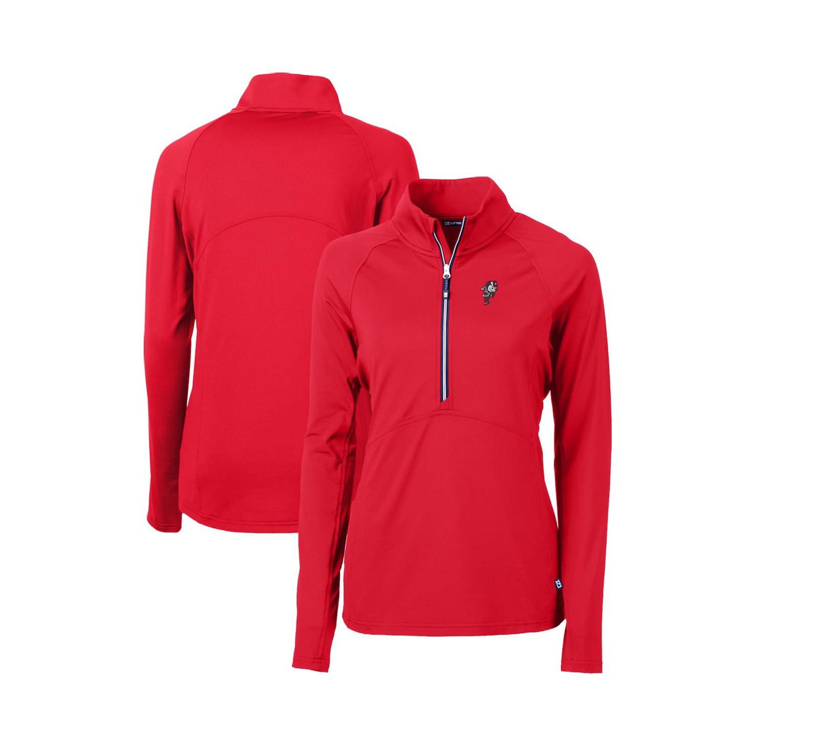 Cutter & Buck Women's Scarlet Ohio State Buckeyes Adapt Eco Knit Stretch Half-Zip Pullover Sweatshirt