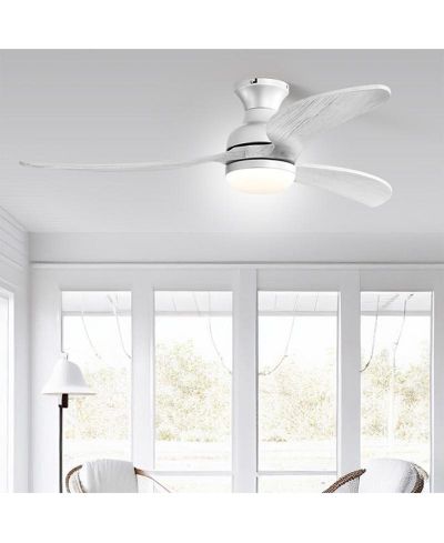 Sofucor 52-inch Modern Classic Silver 3-Blade Flush Mount with Intelligent Remote Control and Light