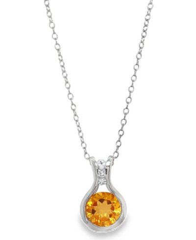 Подвеска с цитрином (1.20 ct. t.w.) и белым топазом (0.08 ct. t.w.) из стерлингового серебра