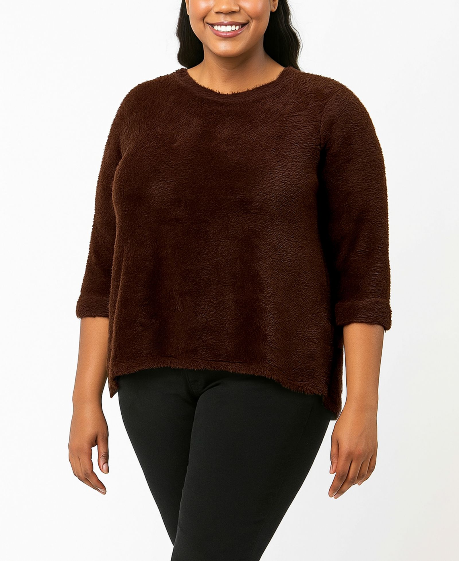 COIN 1804 Plus Size Cozy Rib Crew Neck Top