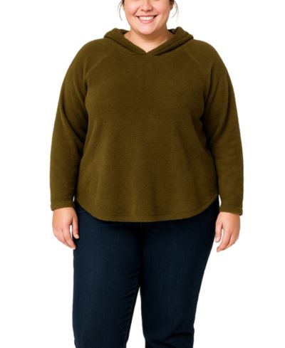 COIN 1804 Plus Size Cozy Rib Long Sleeve Hoodie Top