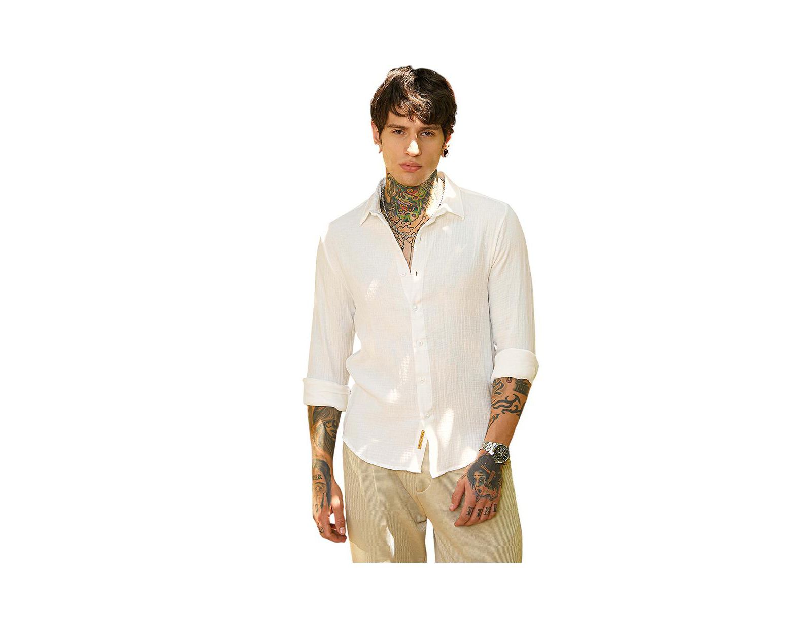 Мужская рубашка Campus Sutra Daisy White Breezy-Weave