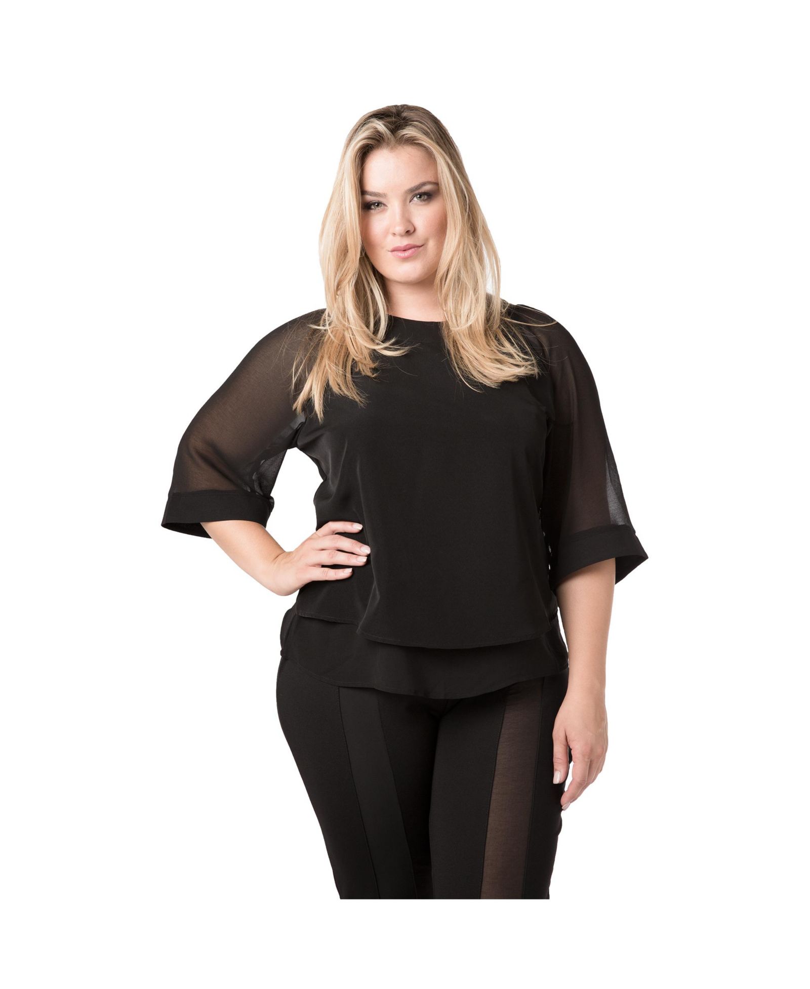 Топ Plus Size Standards & Practices Milla с прозрачными рукавами 3/4