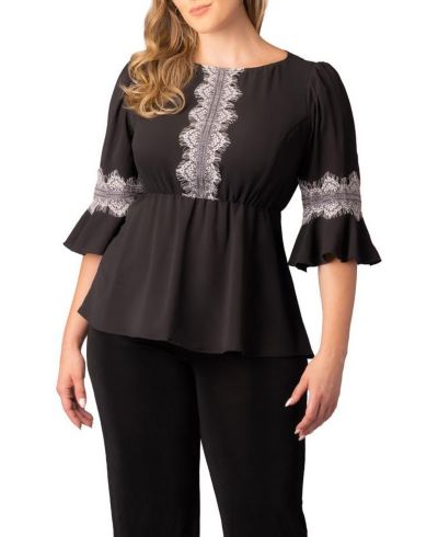 Женский топ Kiyonna Plus Size Chateau Lace Trim Peplum