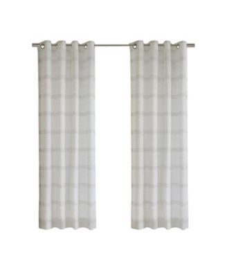 Habitat 100% Polyester Jasper Sheer Faux Linen Stripe Grommet Curtain Panel 52" x 95"