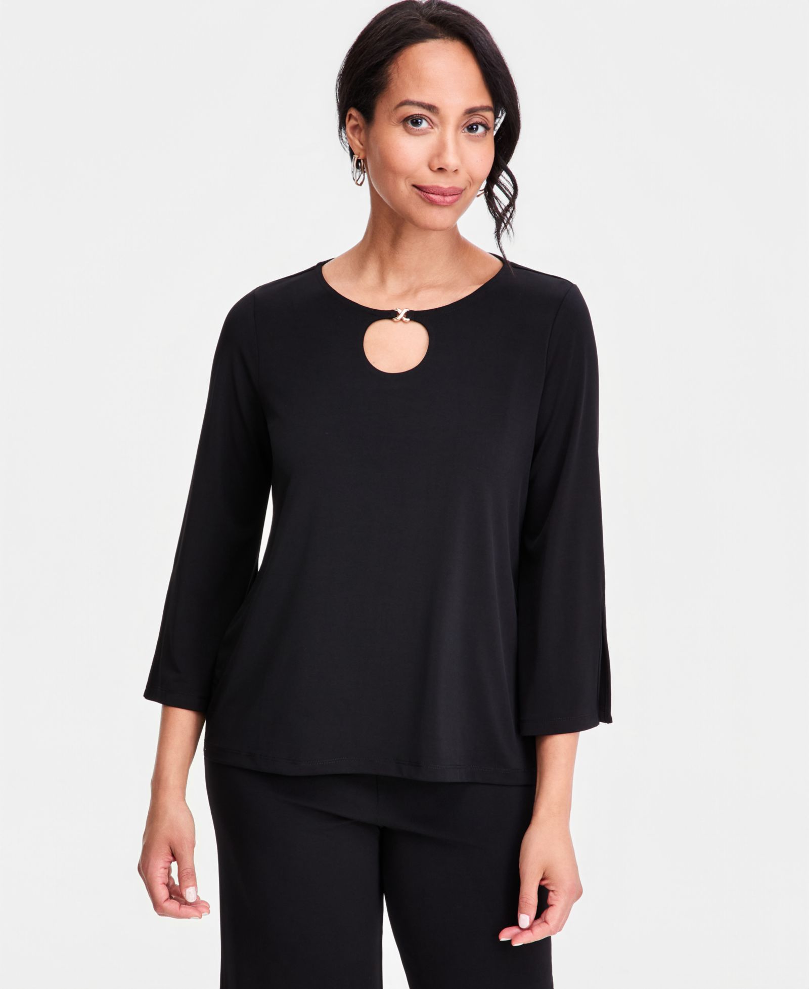 JM Collection Women's Split-Sleeve Keyhole-Neck Top, Macy's Exclusive