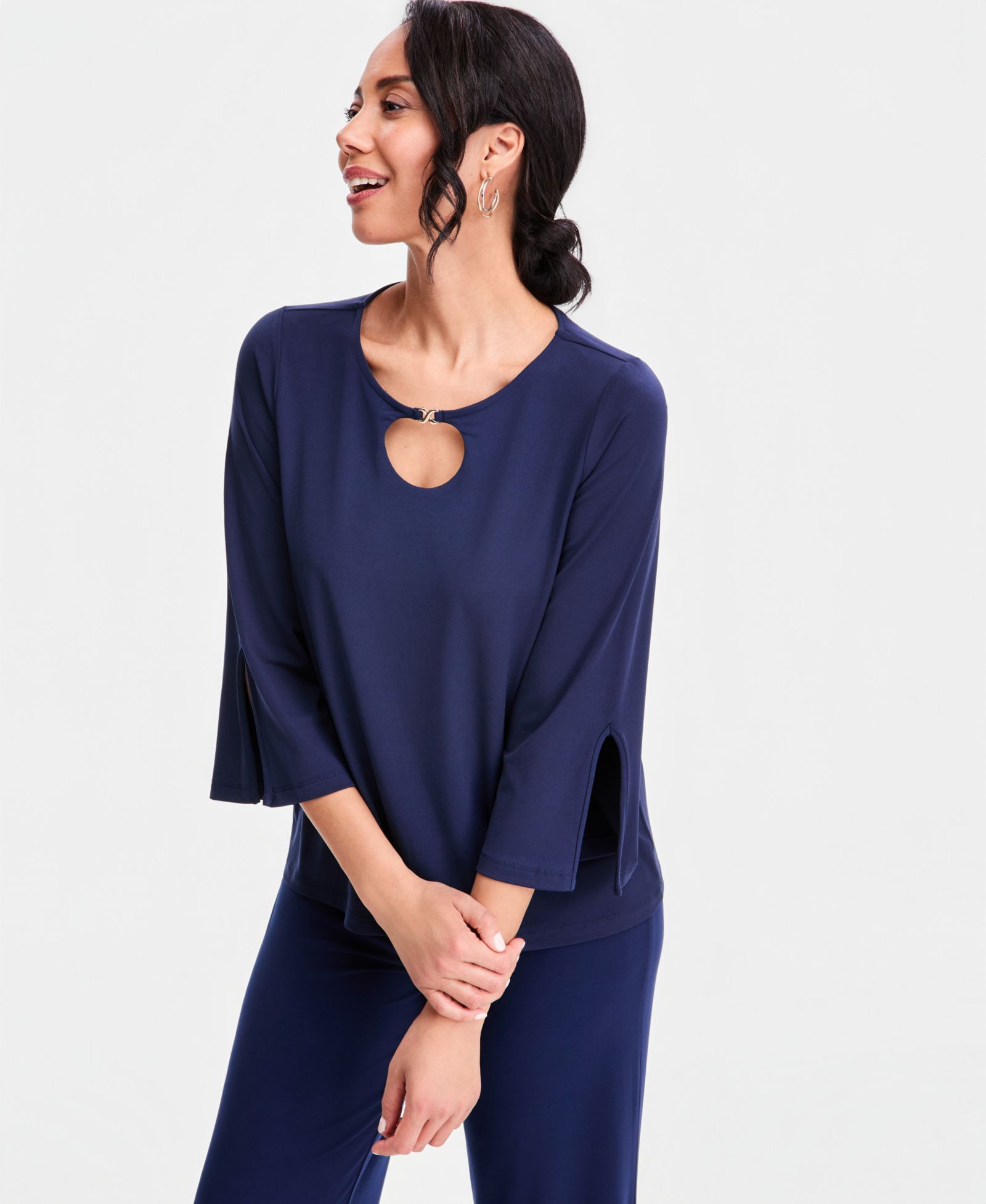 Женский топ JM Collection Split-Sleeve Keyhole-Neck
