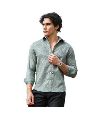 Campus Sutra Men's Sage Green Shard-Tactile Shirt