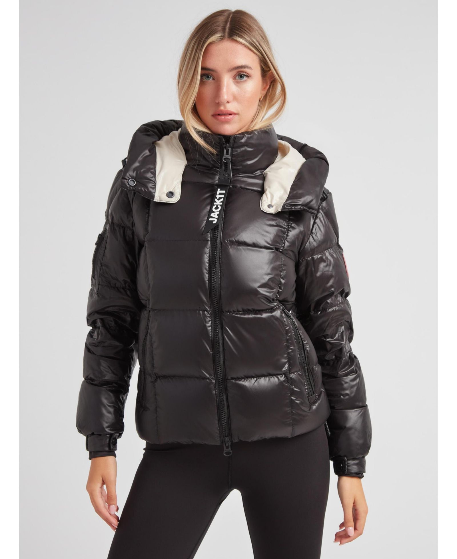 JACK1T Women's EZ Boxed Racer Hooded Puffer Coat