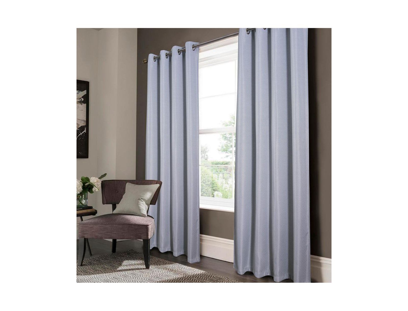 Oliva Gray Lucas Jacquard Blackout Grommet Panel - Silver