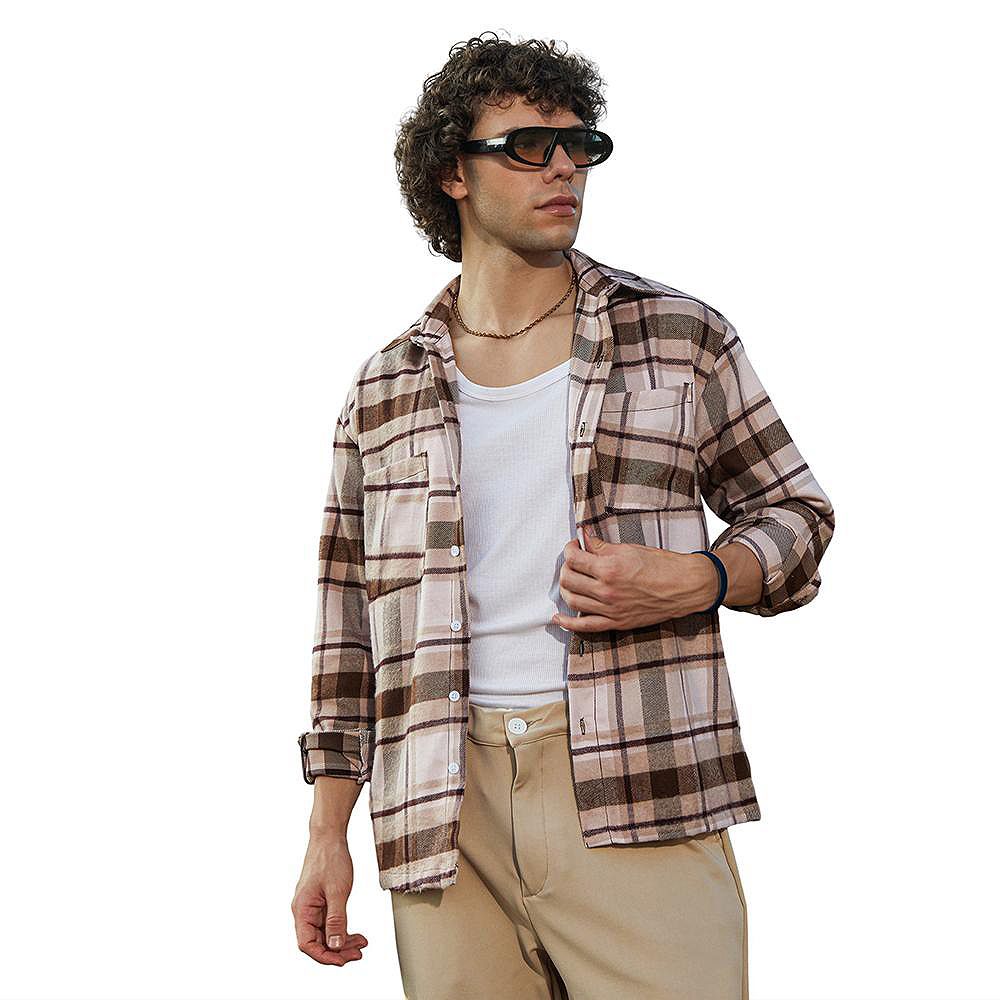 Мужская рубашка Campus Sutra Saltbox Beige & Pecan Brown