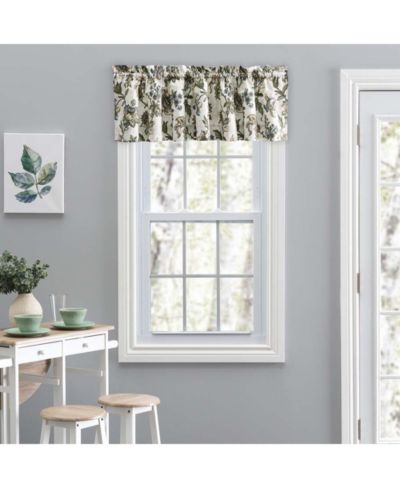 Ellis Curtain Madison Floral Design Printed Natural Ground 1.5" Rod Pocket Tailored Valance 58" x 15" Blue