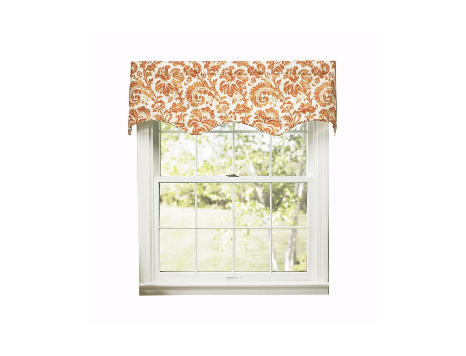 Ellis Curtain занавеска Boxtree Scallop с карманом для штанги, 50" x 16", оранжевая