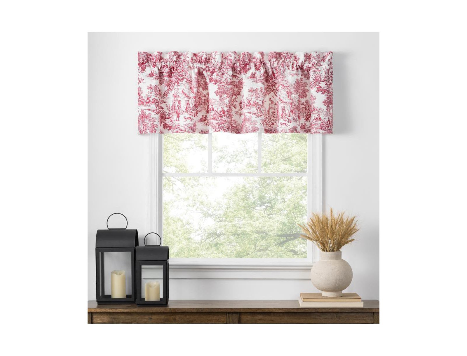 Ellis Curtain Занавеска Victoria Park Toile Water Proof Room Darkening Blackout Tailored Window Valance 70 x 12 Red