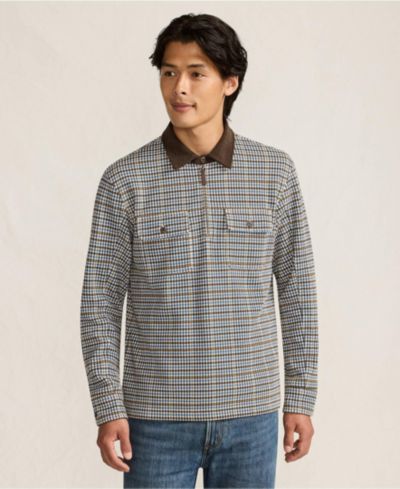 Lands' End Men's Long Sleeve Corduroy Collar Bedford Rib Quarter Zip
