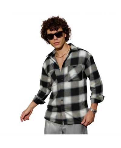 Campus Sutra Мужская рубашка-шакет Tartan Utility Onyx Black