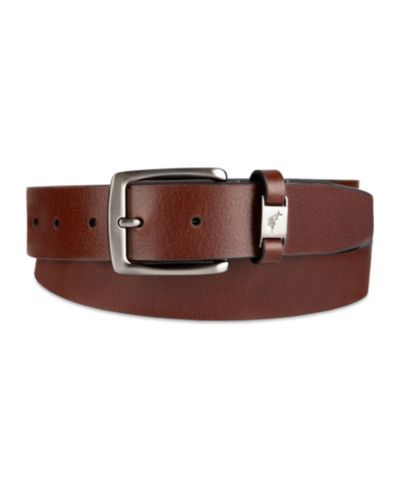 35MM Tommy Bahama Men's Cassic Logo Ornament Leather Belt