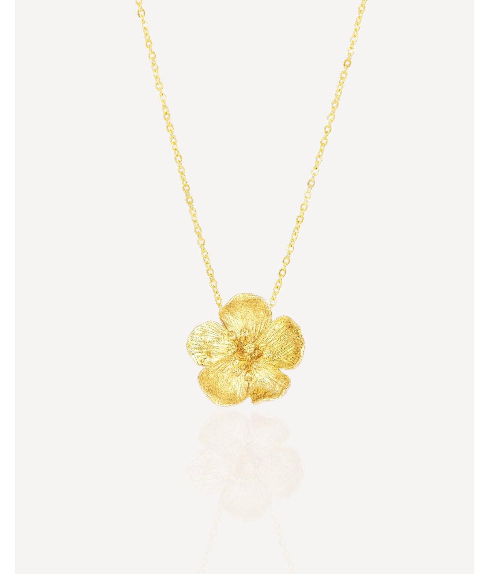 Ottoman Hands Buttercup Flower Pendant Necklace