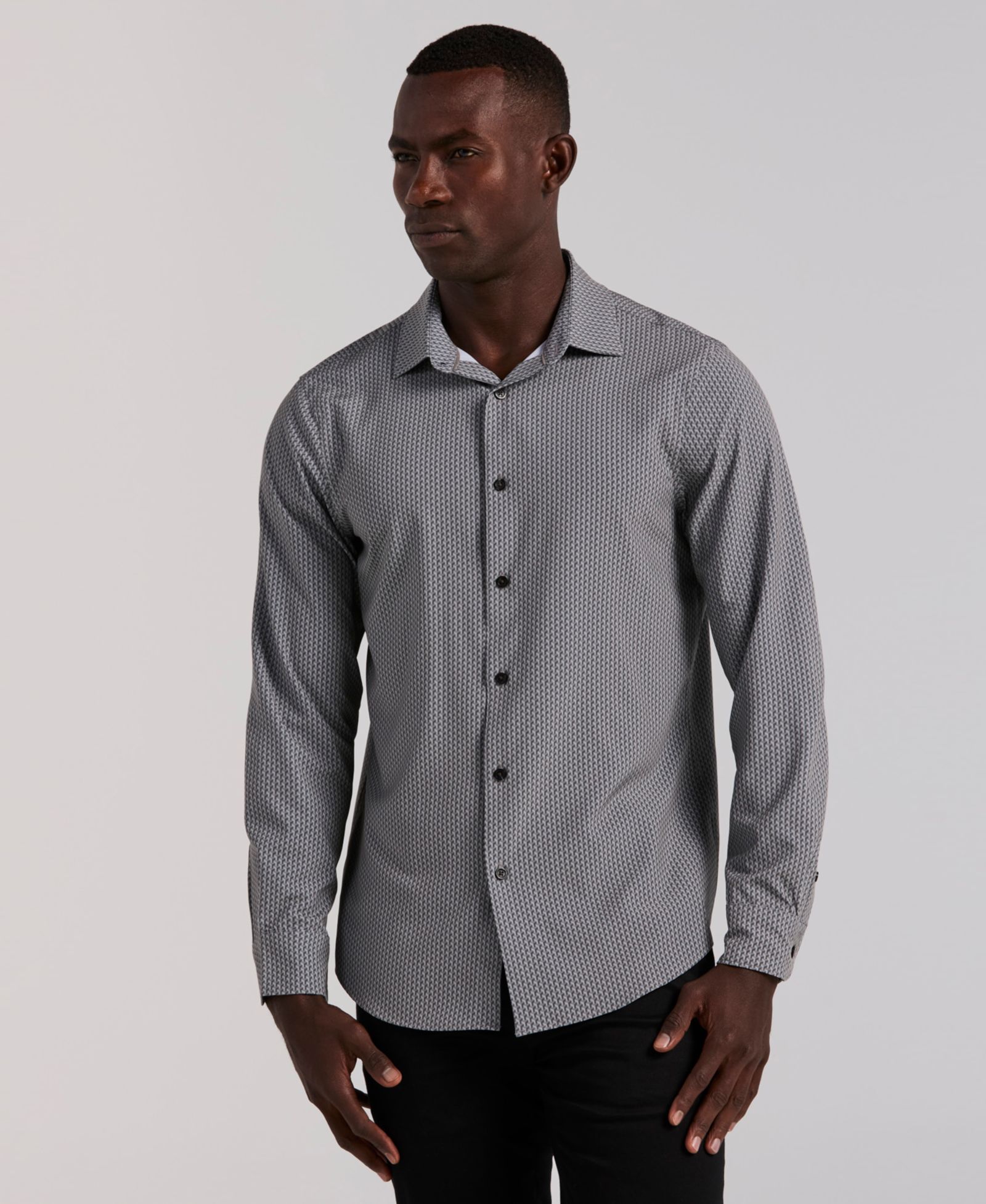 Мужская рубашка Perry Ellis Slim-Fit Micro Geometric Print Long-Sleeve