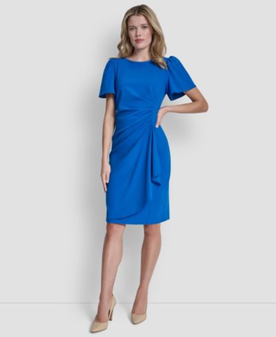 Женское платье-футляр DKNY из крепового трикотажа с коротким рукавом