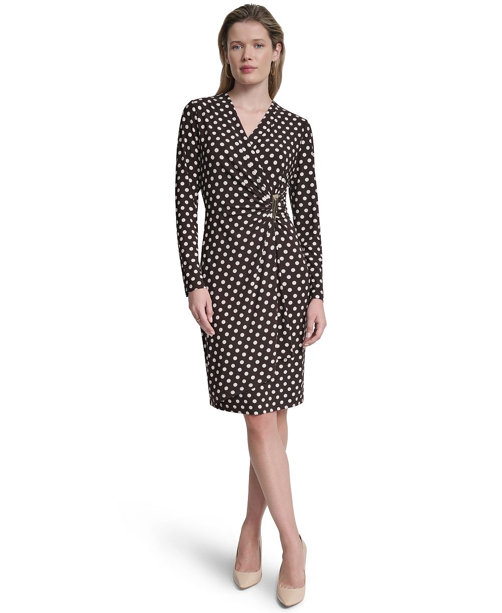 Женское DKNY Long-Sleeve Knee Length Dress