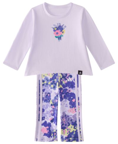 adidas Baby Girls' Long-Sleeve T-Shirt and Pants, 2-Piece Set