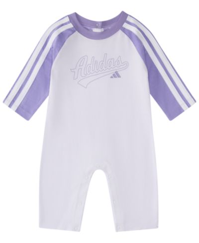 adidas Baby Girls' Striped Raglan-Sleeve Coverall