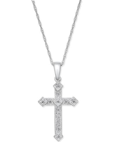 Подвеска-кулон Diamond Cross (1/10 ct. t.w.) из 14k Gold или White Gold
