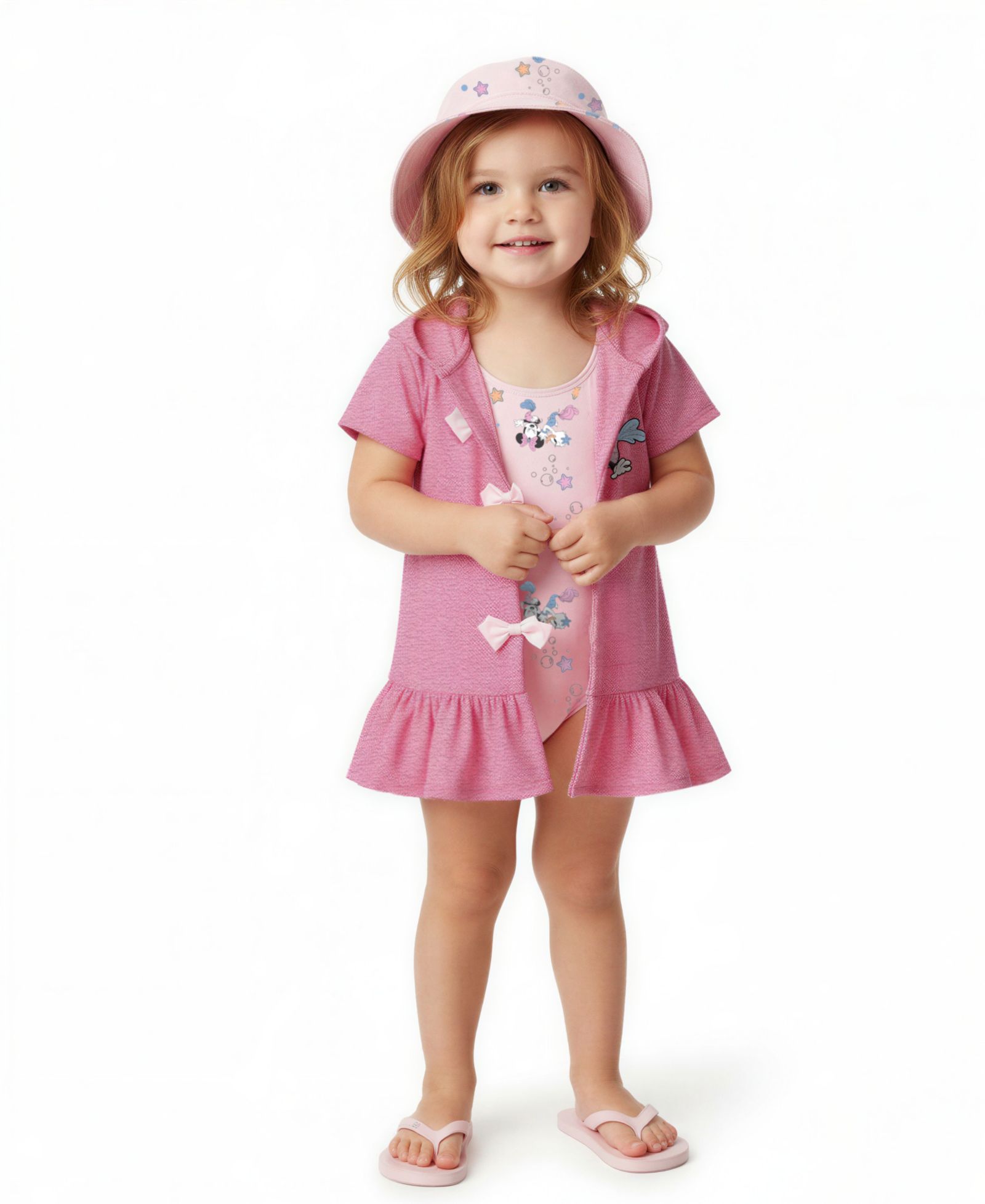 Комплект из 3-х предметов Disney Baby Girls' Minnie: топ с коротким рукавом, купальник и панама
