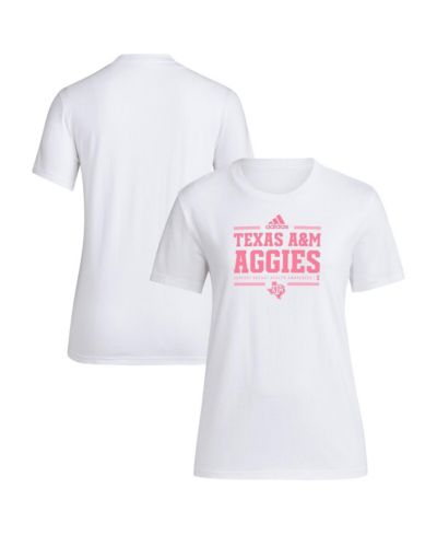 Adidas Women's White Texas A&M Aggies 2024 Breast Cancer Awareness Pregame T-Shirt