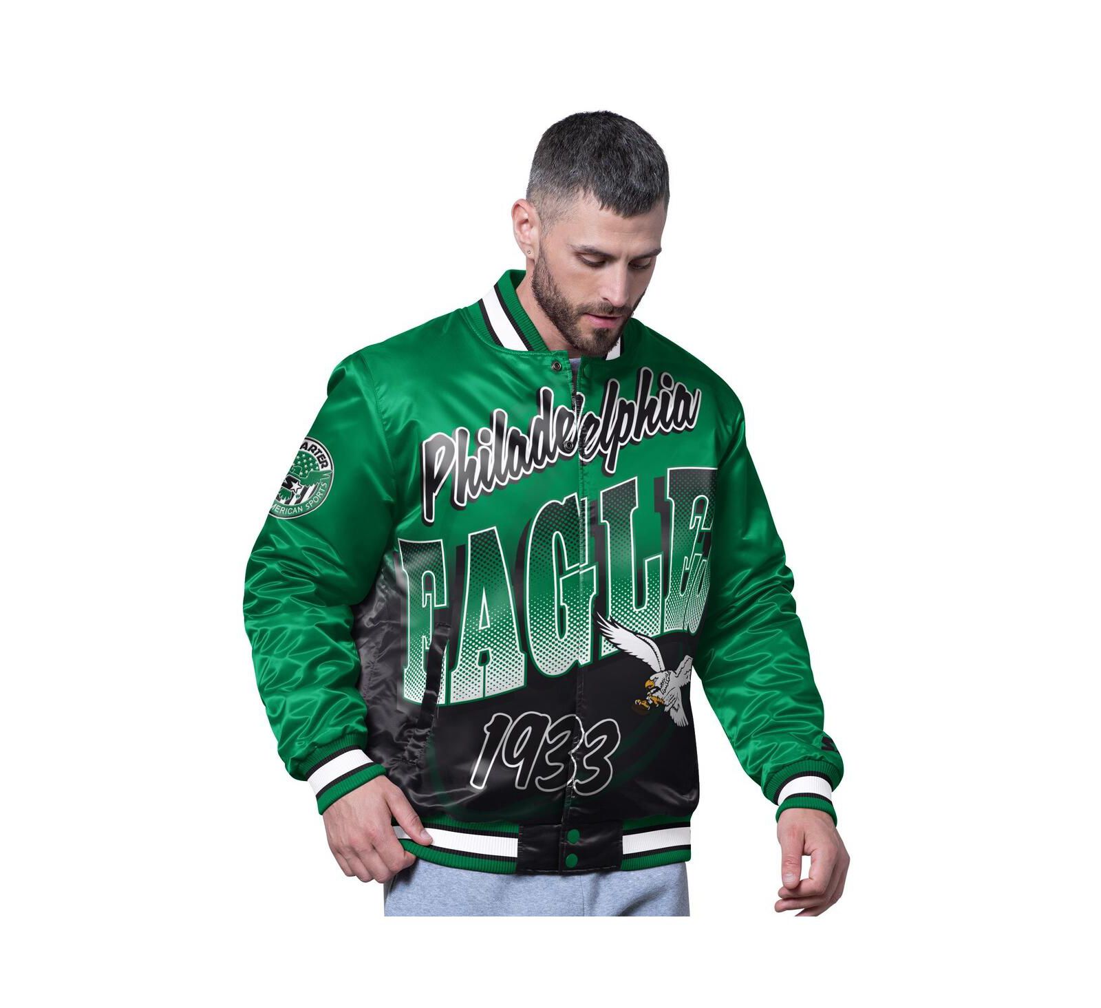 Starter Мужская куртка Philadelphia Eagles Retro Pass Rush Varsity Full-Snap Kelly Green
