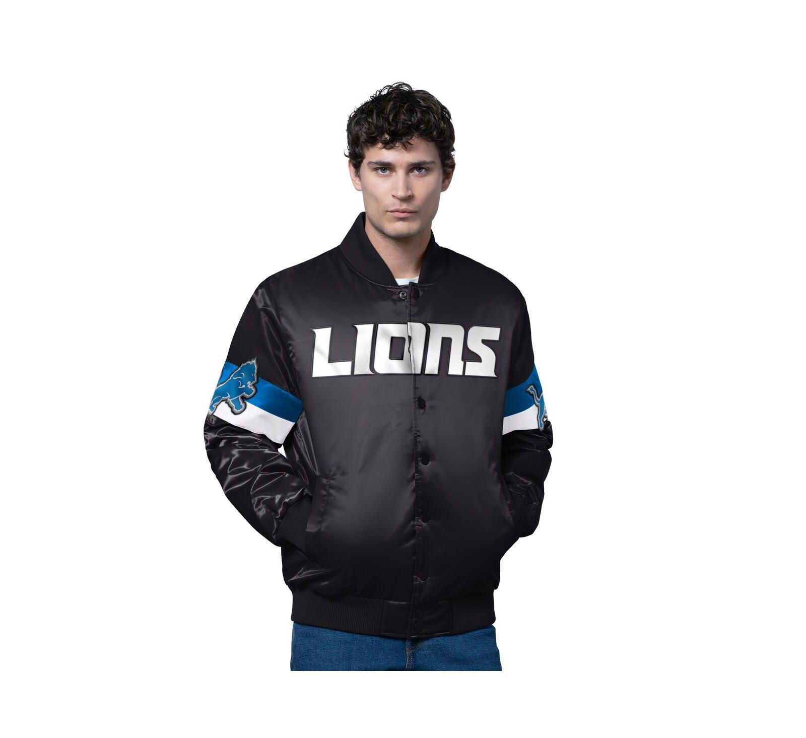 Starter куртка Men's Black Detroit Lions Triple Option Full-Snap Varsity