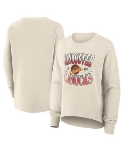 Fanatics Women's Cream Vancouver Canucks Oversized Vintage Slice Pullover Sweatshirt