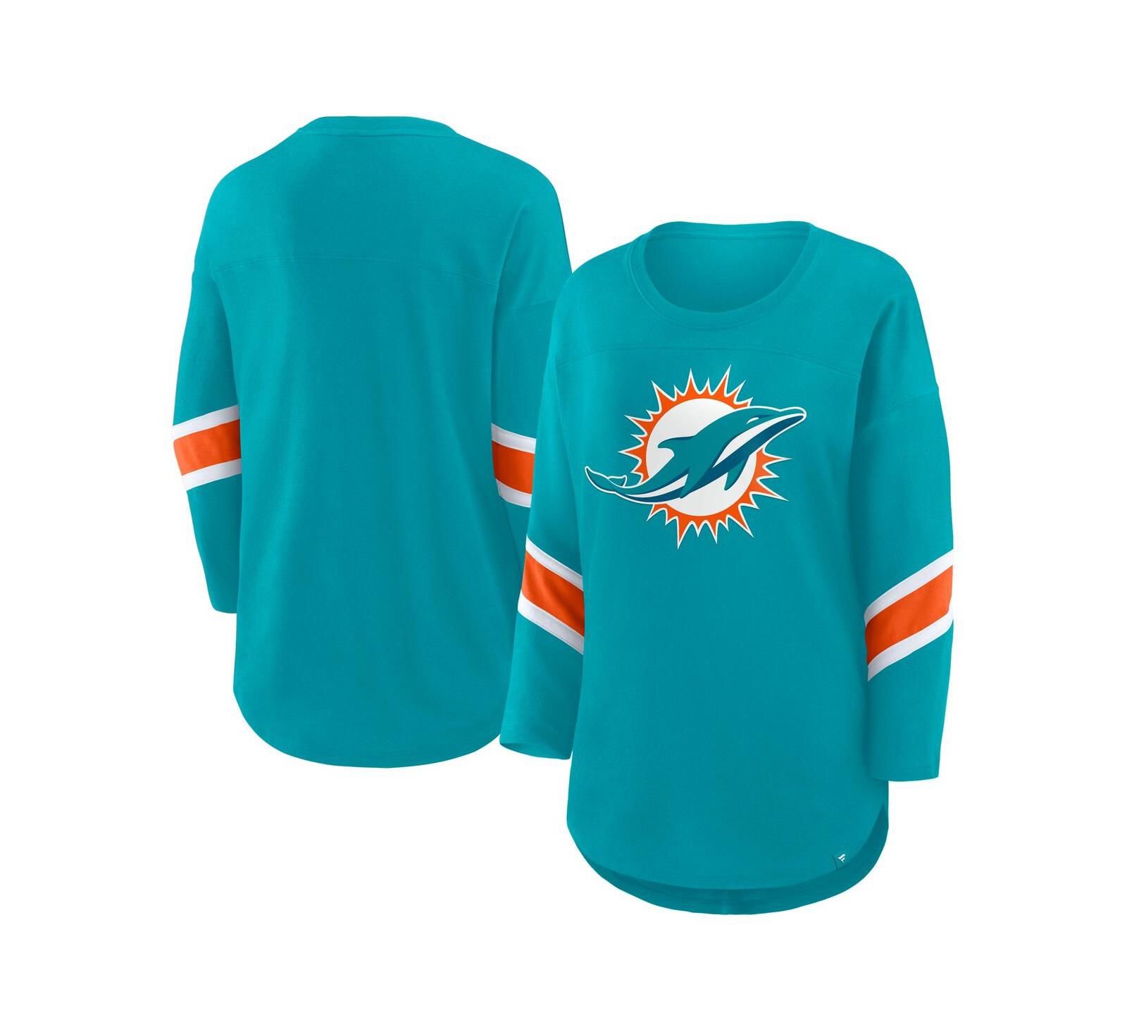 Fanatics Women's Aqua Miami Dolphins Redzone 3/4-Sleeve T-Shirt