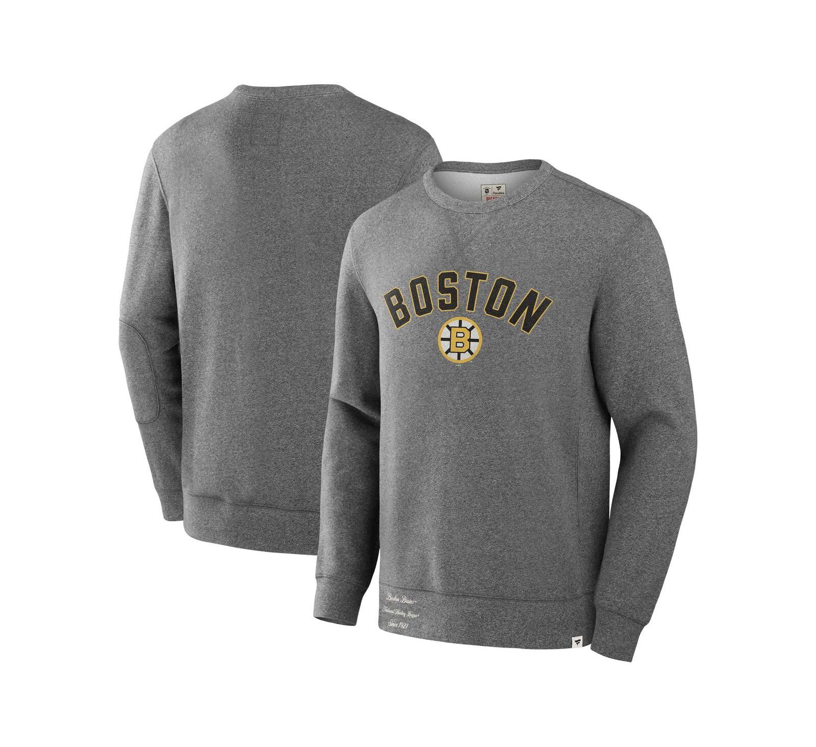 Fanatics Мужской флисовый пуловер Boston Bruins Decades Collection серый меланж