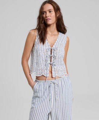 And Now This Women's Striped Eyelet Vest, Macy's Exclusive